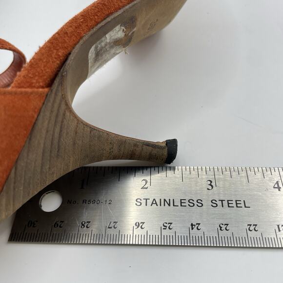 Balenciaga Size‎ 6.5 Suede Leather Strappy High Heels Burnt Orange Almond Toe - Picture 10 of 10